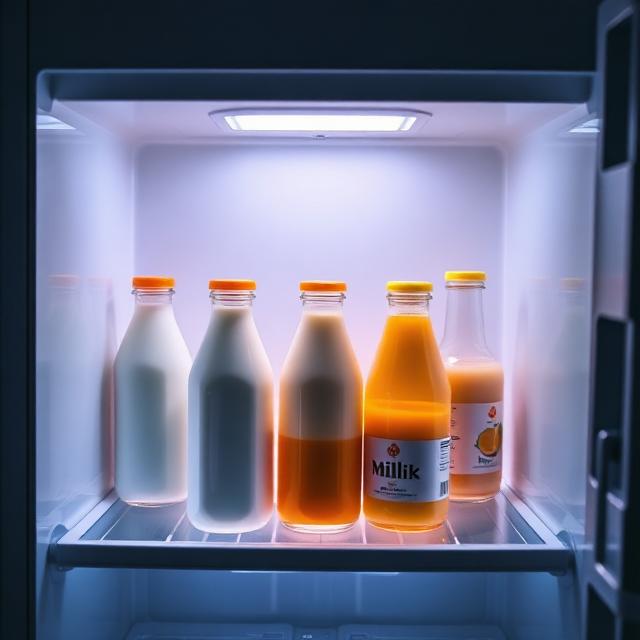 Leches y jugos en refrigerador